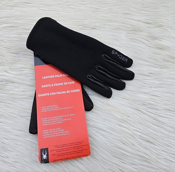 Men's Spyder Leather Palm Gloves Size L - Picture 2 of 2